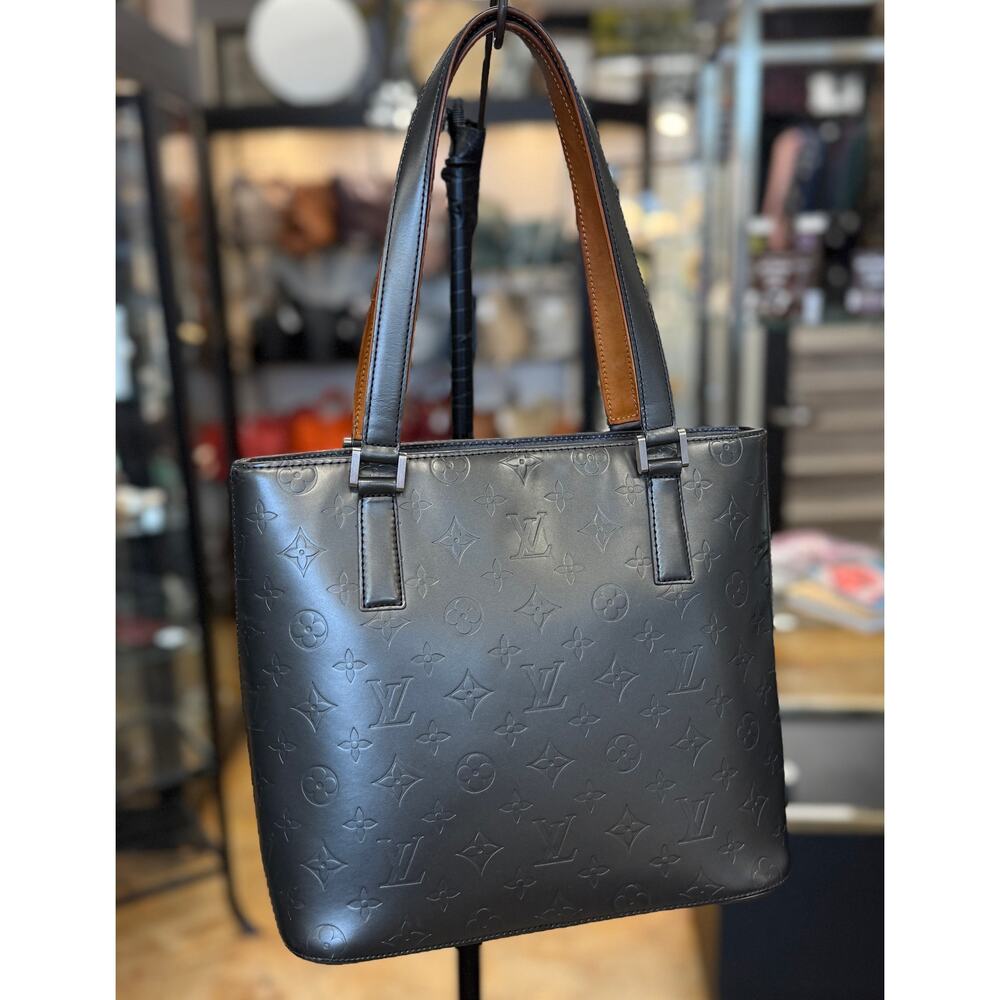LOUIS VUITTON Grey Mat 2003 Monogram Mat Stockton Vernis Tote Leather Bag
